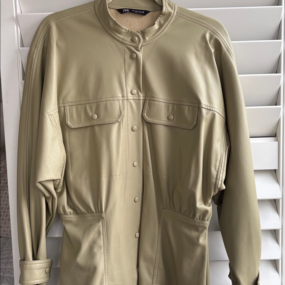 Zara  Women's Faux Leather Utility Dress - Picture 6 of 8
